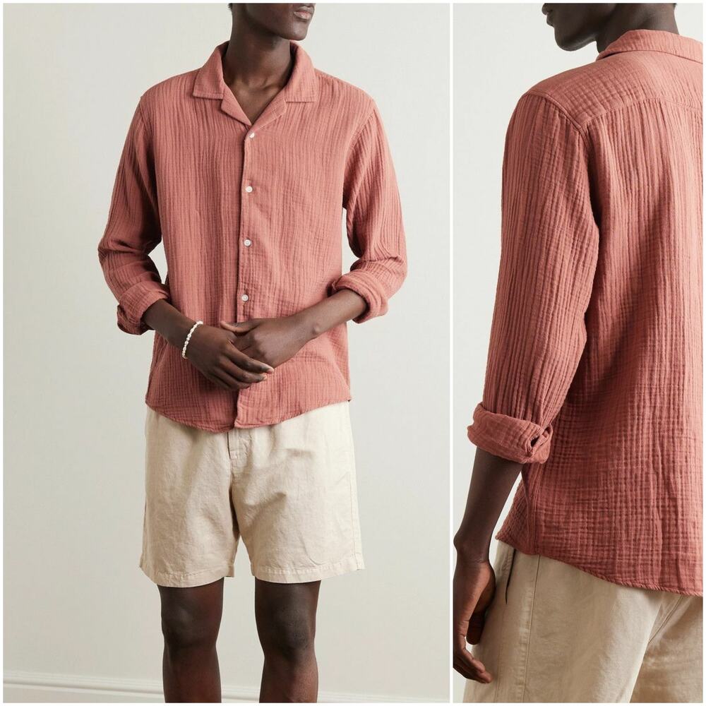 MR P. MR PORTER Camp Collar Garment Dyed Cotton Muslin Shirt Medium